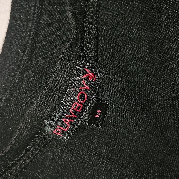 PLAYBOY REAR T-SHIRT TOP IN BLACK WITH RHINESTONES DESIGN SIZE M - Picture 8 of 9